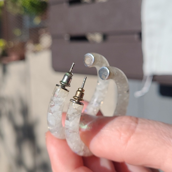 Kendra Scott Sonnie hoops sparkle moon st silver over rhodium with dust bag EUC - Picture 3 of 11